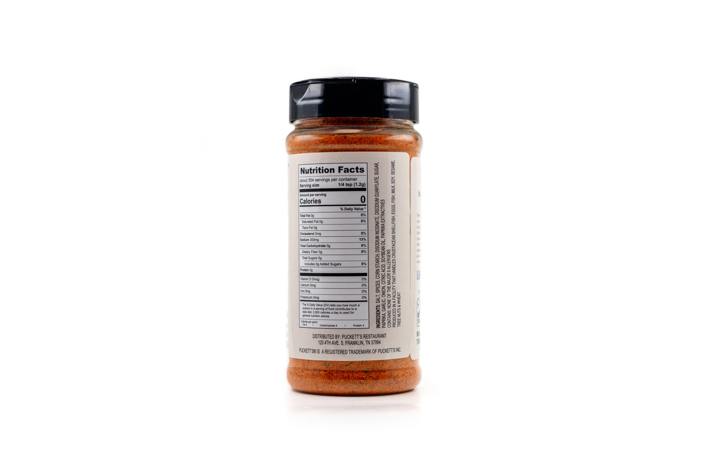 Nutrition label of Puckett's Chef Size BBQ Rub