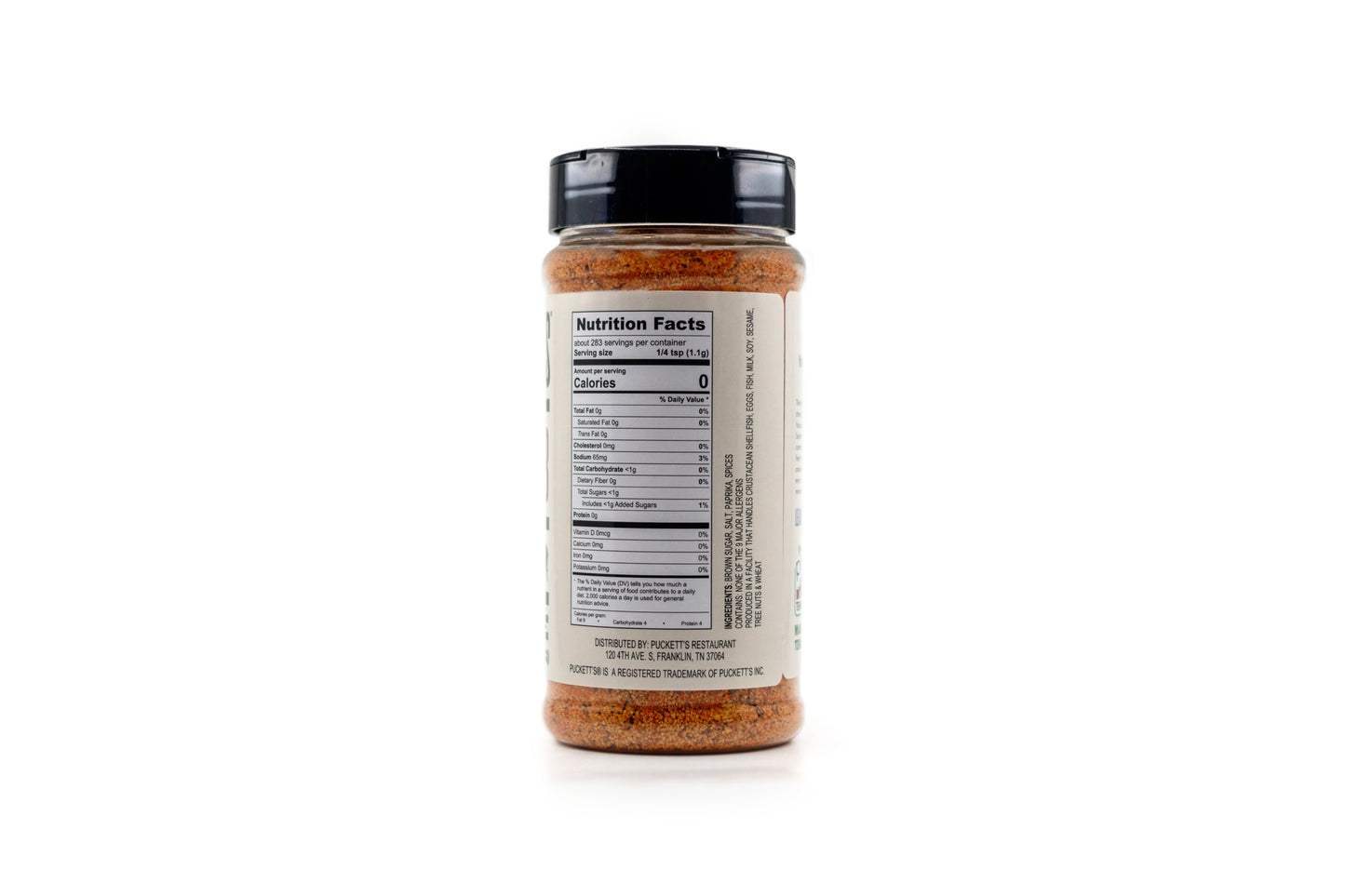 Nutrition label of Puckett's Chef Size Rib Rub