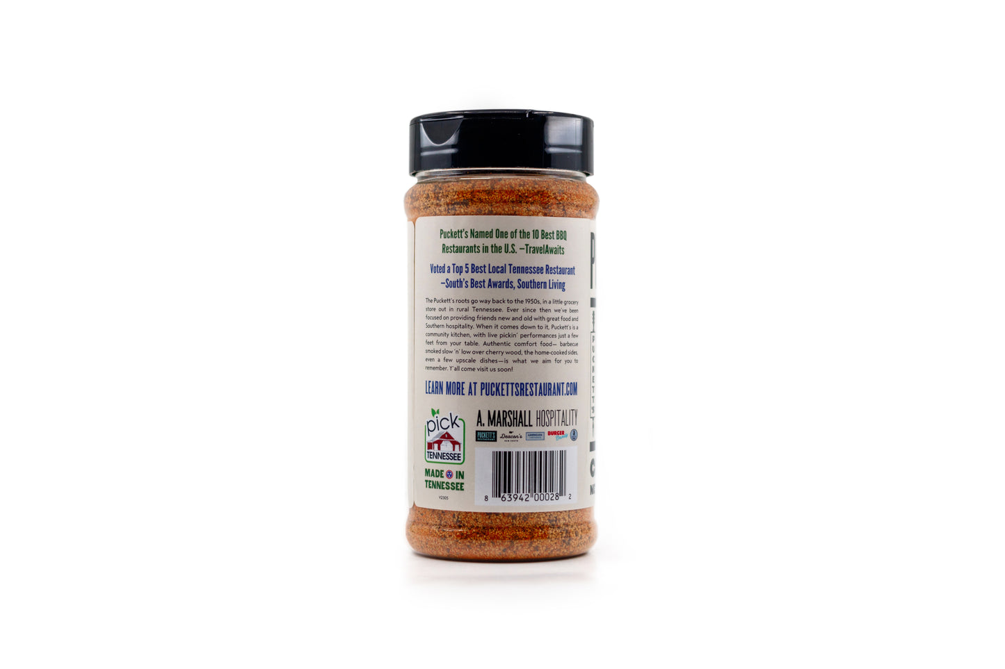Side label of Puckett's Chef Size Rib Rub