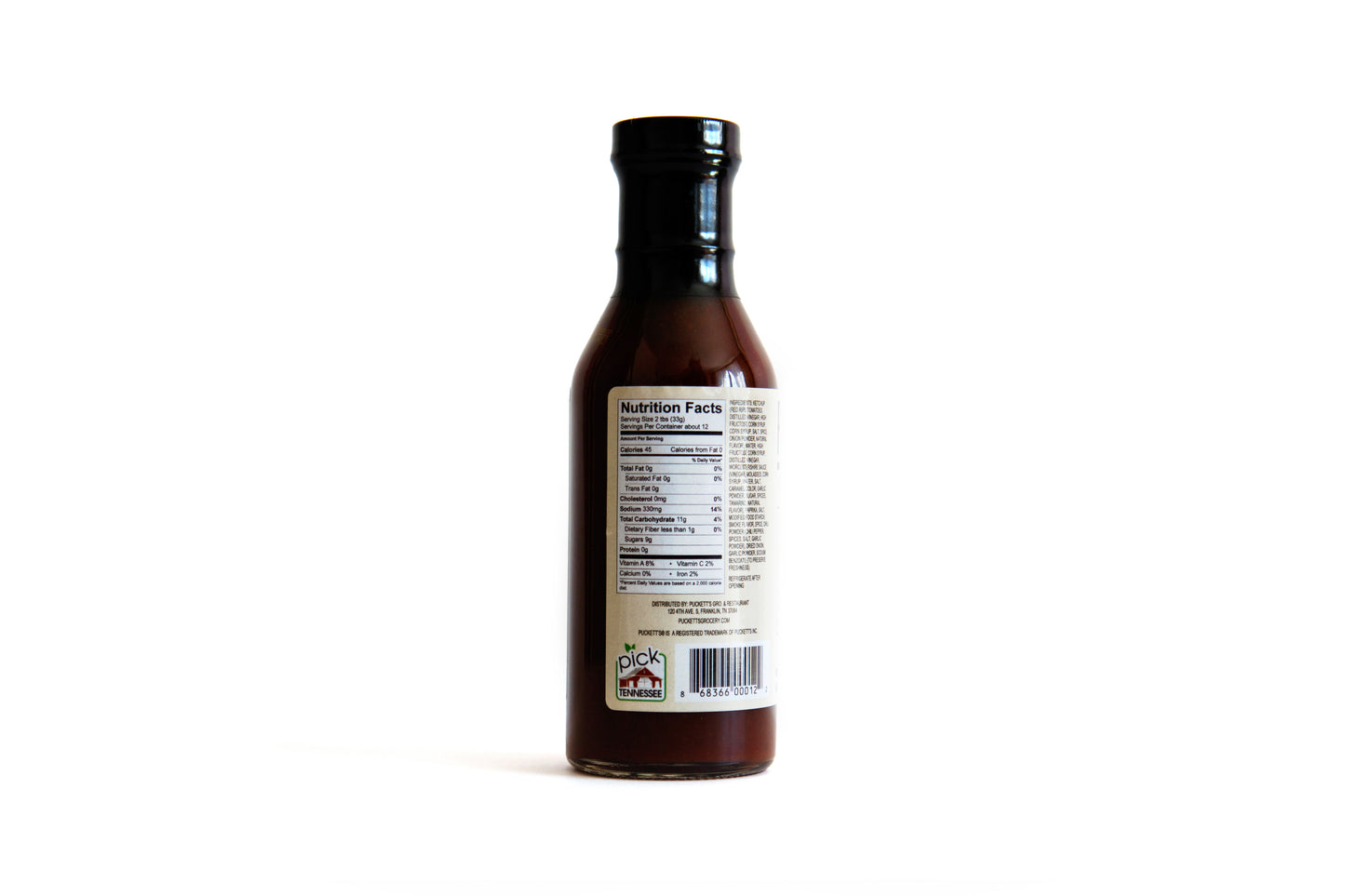 Nutrition label for Puckett's Spicy BBQ Sauce
